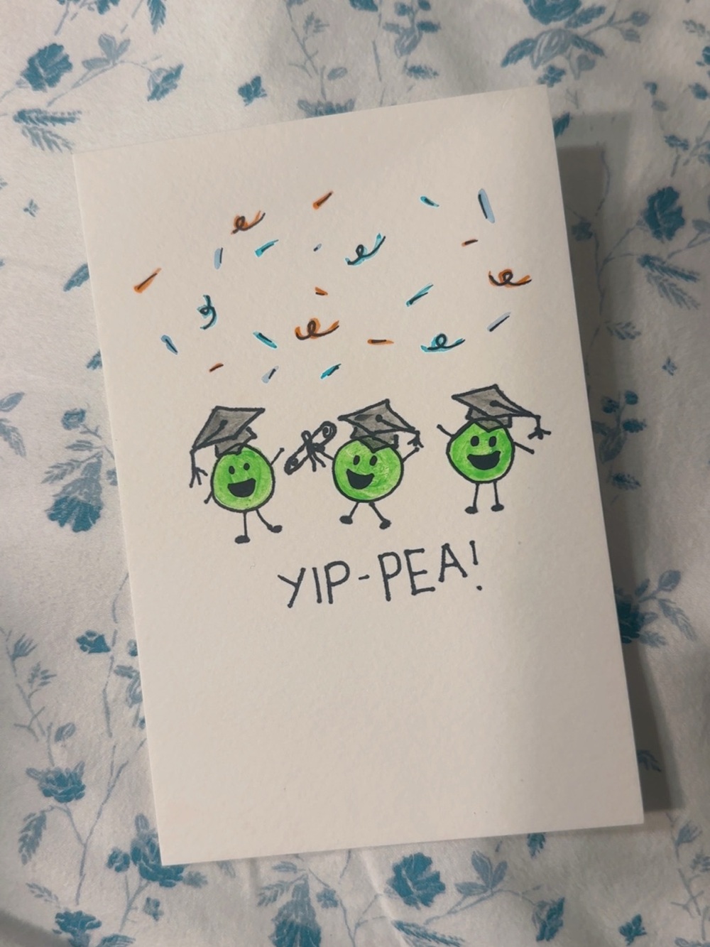 Yip-Pea Graduation Card with Green Peas